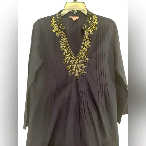 Lilly Pulitzer Sarasota Tunic True Navy Gold BEADED Top Small S - Picture 5 of 9